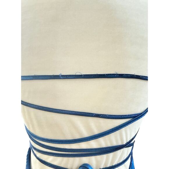 New Pink Intergalactic Universe Mini Body-con Dress in Metallic Blue - Picture 8 of 11